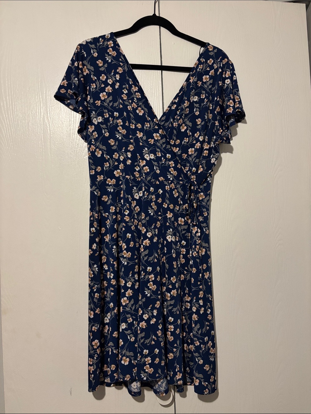 Never Worn Kaileigh Navy Floral Wrap Mini Dress